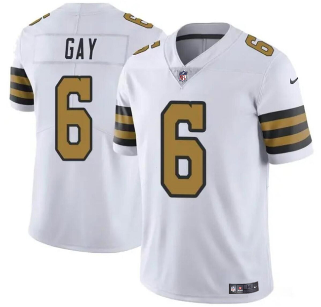 Men's New Orleans Saints #6 Willie Gay White Color Rush Limited Stitched Football Jersey