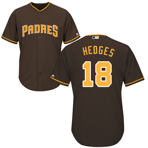 Padres #18 Austin Hedges Brown New Cool Base Stitched MLB Jersey