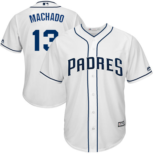 Padres #13 Manny Machado White New Cool Base Stitched MLB Jersey