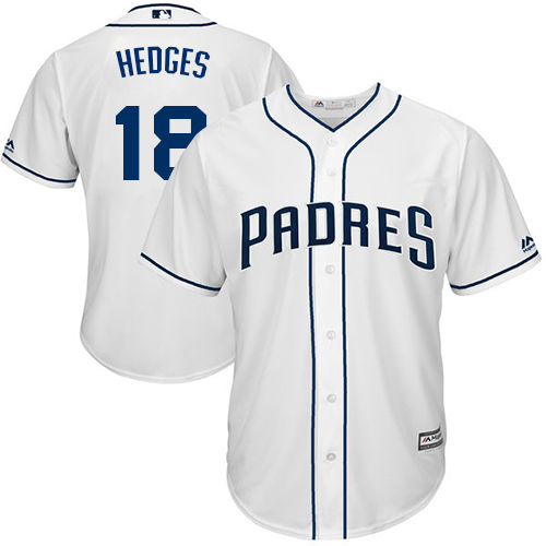Padres #18 Austin Hedges White New Cool Base Stitched MLB Jersey
