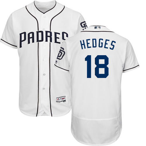Padres #18 Austin Hedges White Flexbase Authentic Collection Stitched MLB Jersey