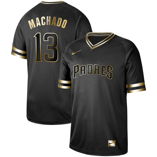 Nike Padres #13 Manny Machado Black Gold Authentic Stitched MLB Jersey