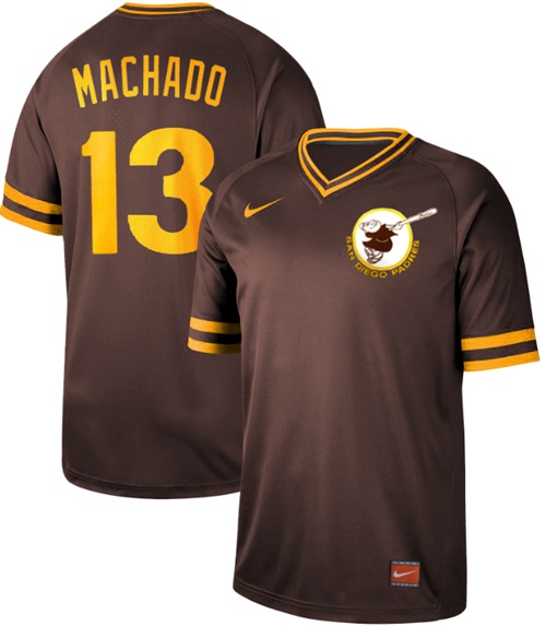 Nike Padres #13 Manny Machado Brown Authentic Cooperstown Collection Stitched MLB Jersey