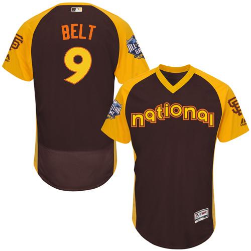 Giants #9 Brandon Belt Brown Flexbase Authentic Collection 2016 All-Star National League Stitched MLB Jersey