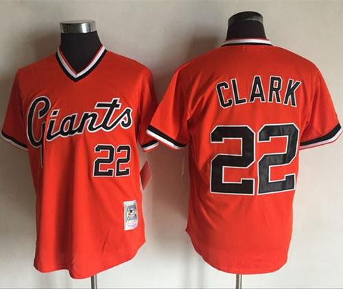 Mitchell And Ness Giants #22 Will Clark Orange Throwback Stitched MLB Jersey