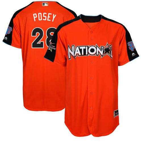Giants #28 Buster Posey Orange 2017 All-Star National League Stitched MLB Jersey