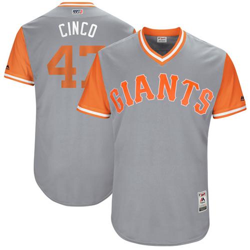 Giants #47 Johnny Cueto Gray "Johnny Cinco" Players Weekend Authentic Stitched MLB Jersey