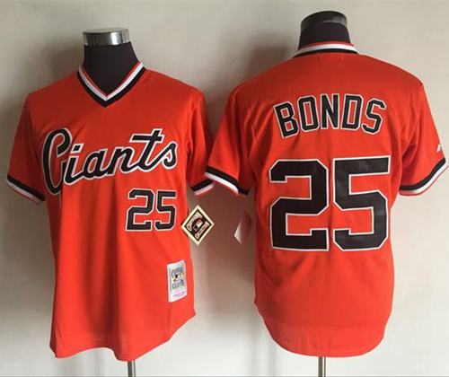 Mitchell And Ness Giants #25 Barry Bonds Orange Throwback Stitched MLB Jersey