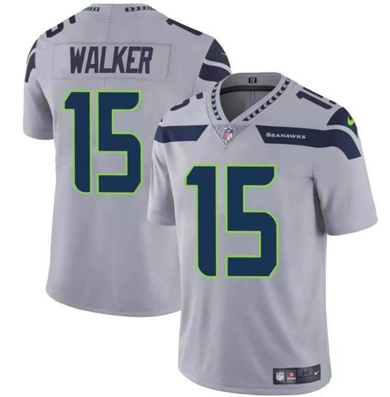 Men's Seattle Seahawks #15 P.J. Walker Grey Vapor Limited Stitched Football Jersey