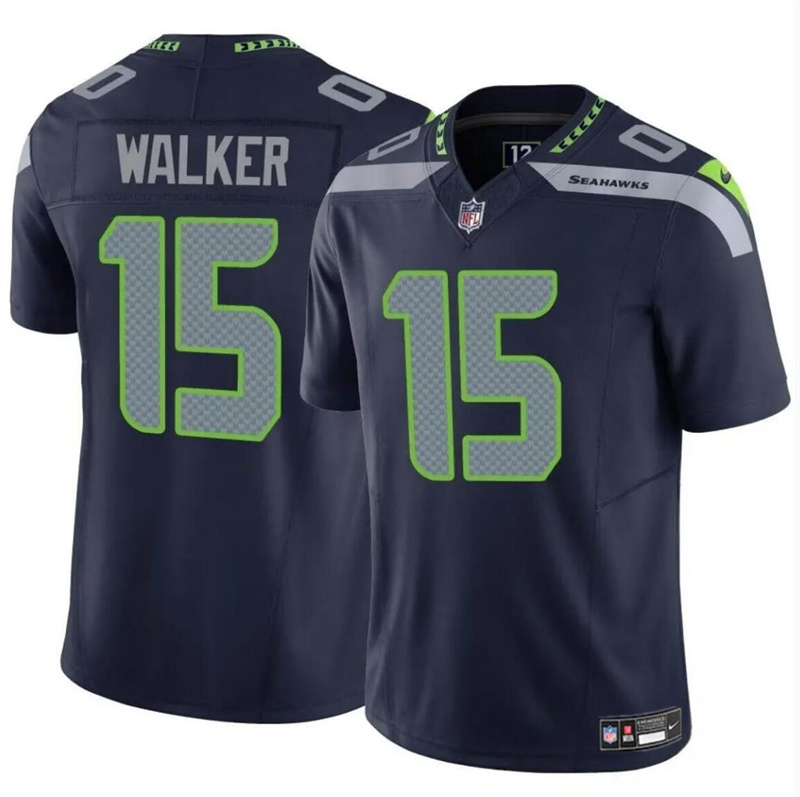 Men's Seattle Seahawks #15 P.J. Walker Navy 2024 F.U.S.E Vapor Limited Stitched Football Jersey