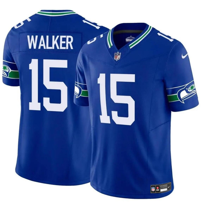 Men's Seattle Seahawks #15 P.J. Walker Royal 2024 F.U.S.E Throwback Vapor Limited Stitched Football Jersey