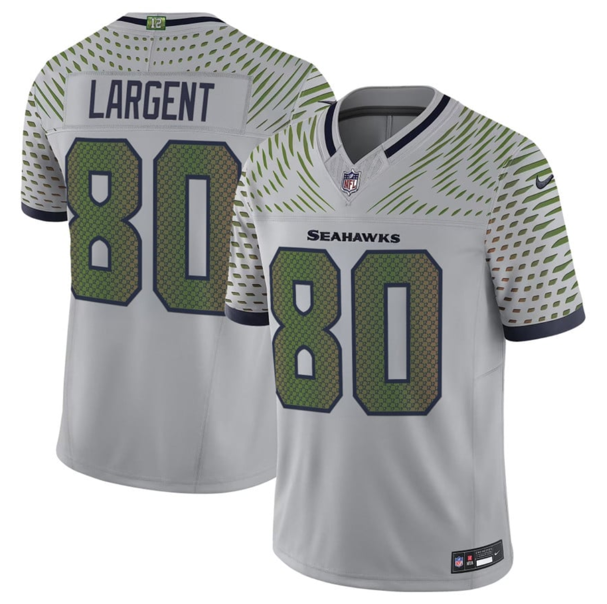 Men's Seattle Seahawks #80 Steve Largent Grey 2025 F.U.S.E. “Rivalries” Vapor Untouchable Limited Stitched Football Jersey