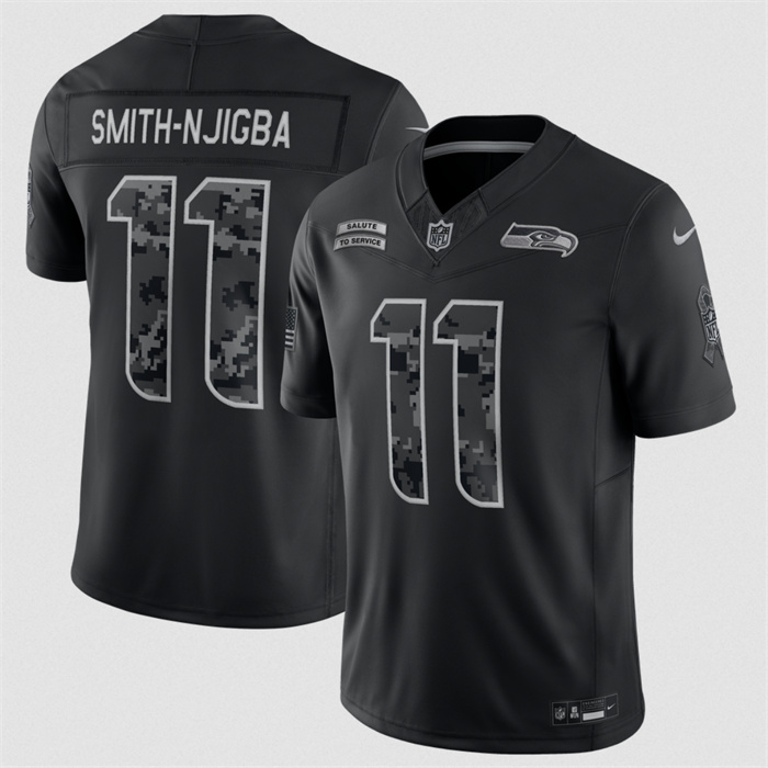 Men's Seattle Seahawks #11 Jaxon Smith-Njigba Black F.U.S.E. 2026 Salute to Service Limited Stitched Football Jersey Men's Seattle Seahawks #11 Jaxon Smith-Njigba Black F.U.S.E. 2026 Salute to Service Limited Stitched Football Jersey