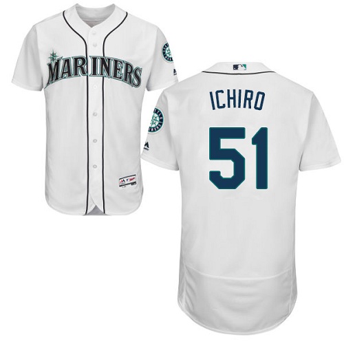 Mariners #51 Ichiro Suzuki White Flexbase Authentic Collection Stitched MLB Jersey