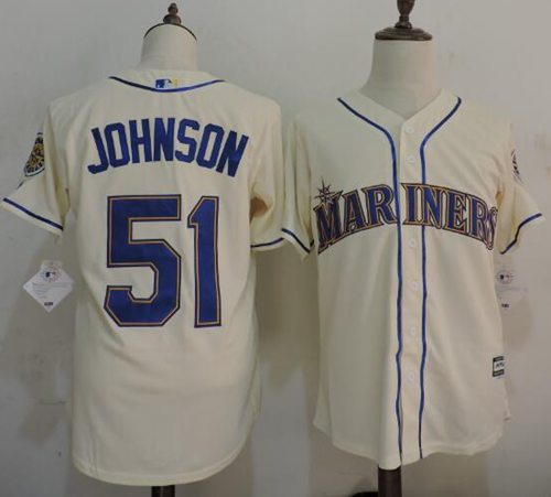 Mariners #51 Randy Johnson Cream New Cool Base Stitched MLB Jersey