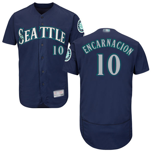 Mariners #10 Edwin Encarnacion Navy Blue Flexbase Authentic Collection Stitched MLB Jersey