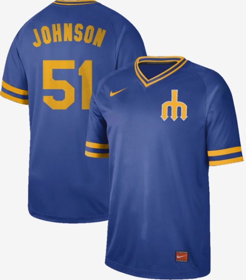 Nike Mariners #51 Randy Johnson Royal Authentic Cooperstown Collection Stitched MLB Jersey
