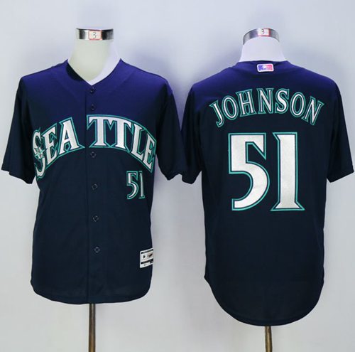 Mariners #51 Randy Johnson Navy Blue New Cool Base Stitched MLB Jersey