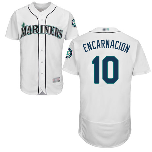 Mariners #10 Edwin Encarnacion White Flexbase Authentic Collection Stitched MLB Jersey