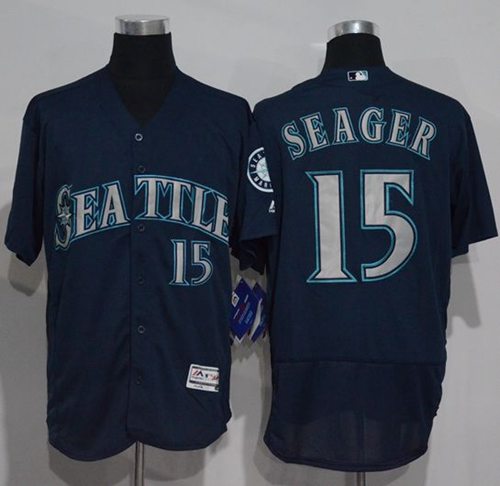 Mariners #15 Kyle Seager Navy Blue Flexbase Authentic Collection Stitched MLB Jersey