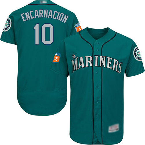 Mariners #10 Edwin Encarnacion Green Flexbase Authentic Collection Stitched MLB Jersey