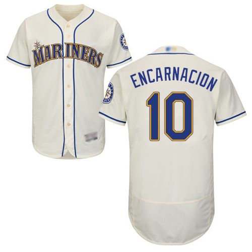 Mariners #10 Edwin Encarnacion Cream Flexbase Authentic Collection Stitched MLB Jersey