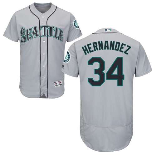 Mariners #34 Felix Hernandez Grey Flexbase Authentic Collection Stitched MLB Jersey