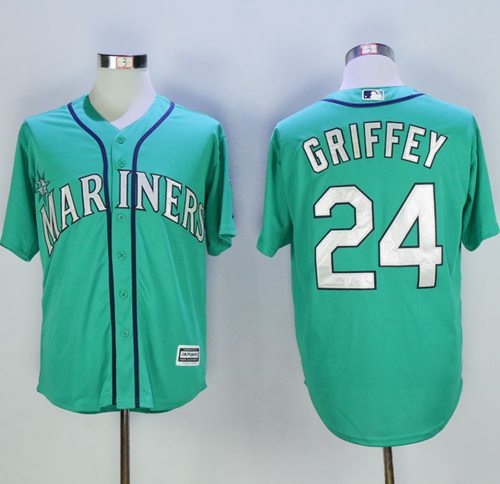 Mariners #24 Ken Griffey Green New Cool Base 2016 Hall Of Fame Patch Stitched MLB Jersey