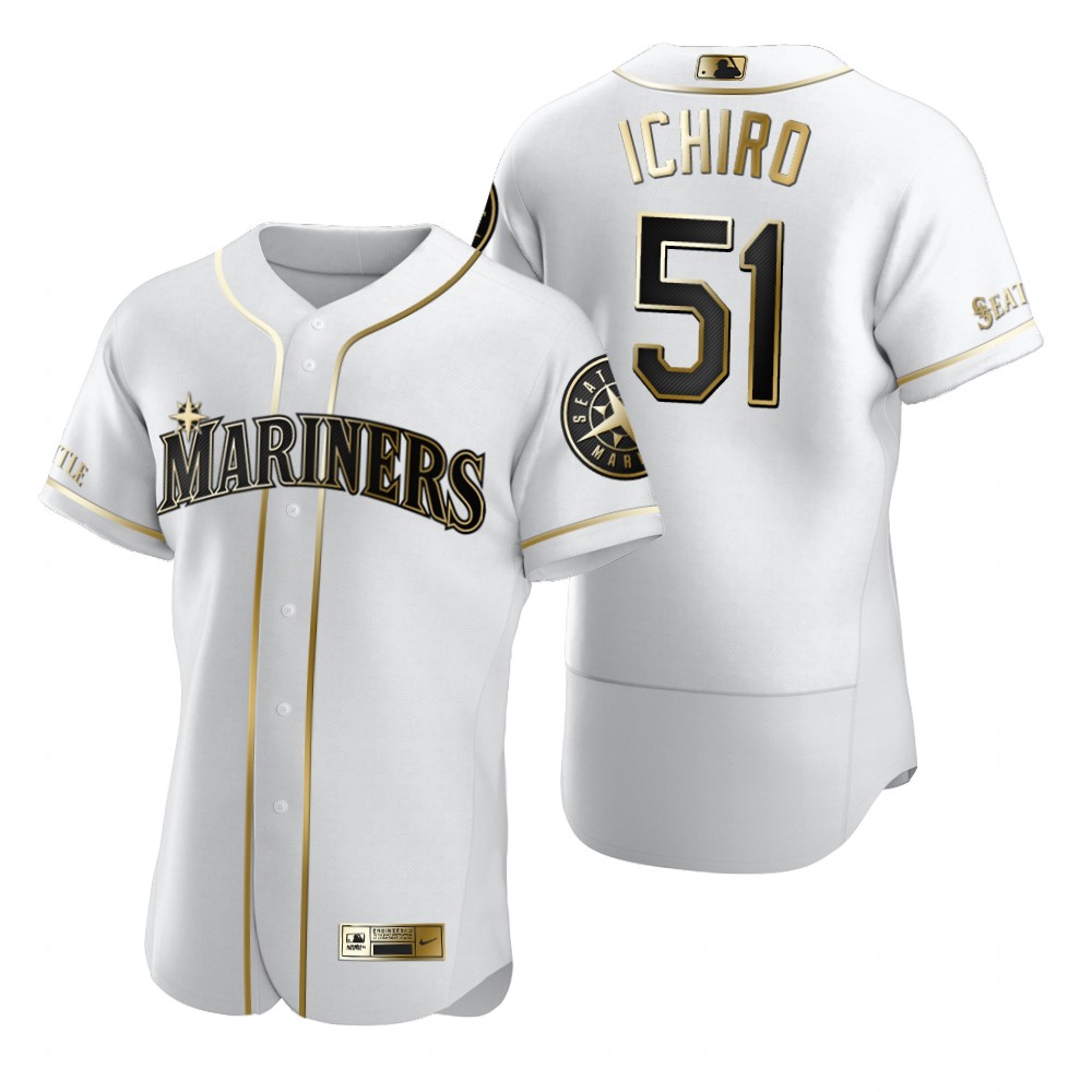 Seattle Mariners #51 Ichiro Suzuki White Nike Men's Authentic Golden Edition MLB Jersey