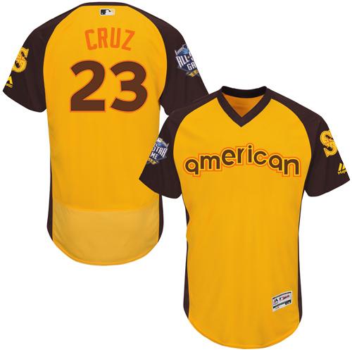 Mariners #23 Nelson Cruz Gold Flexbase Authentic Collection 2016 All-Star American League Stitched MLB Jersey