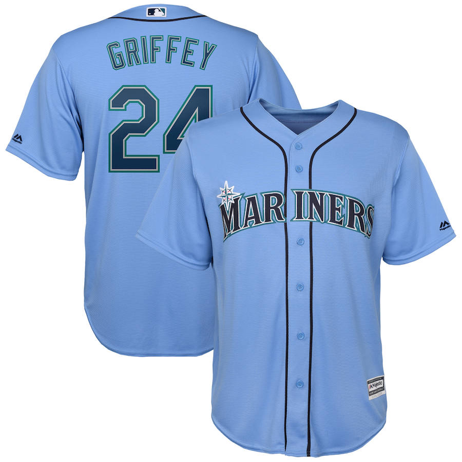 Seattle Mariners #24 Ken Griffey Jr. Majestic Official Cool Base Player Jersey Blue