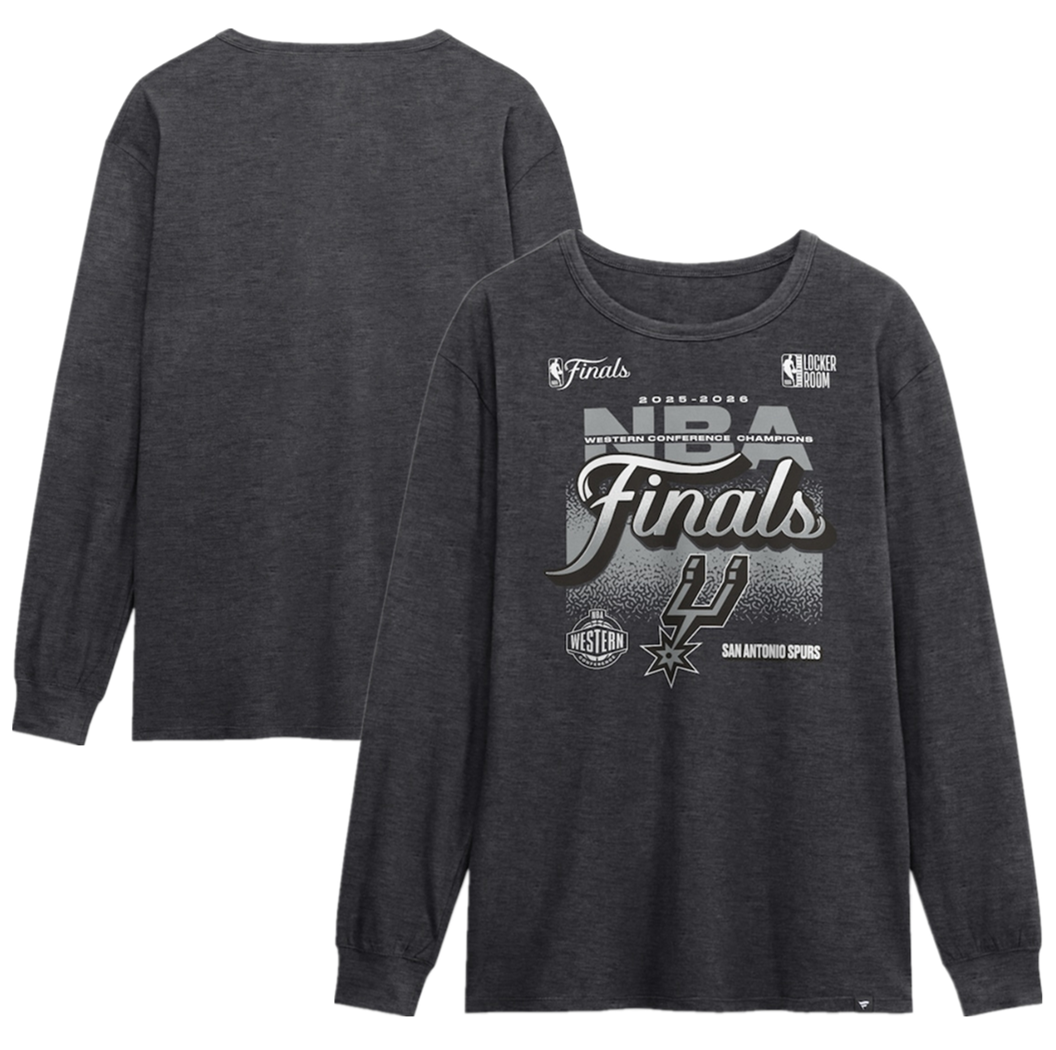 Men's San Antonio Spurs Charcoal 2026 Western Conference Champions Locker Room Long Sleeve T-Shirt Men's San Antonio Spurs Charcoal 2026 Western Conference Champions Locker Room Long Sleeve T-Shirt