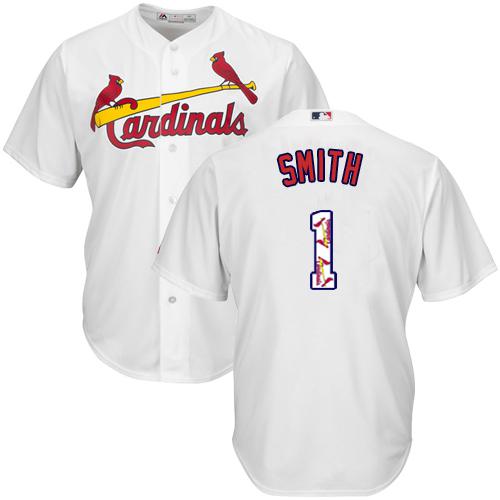 Cardinals #1 Ozzie Smith White Team Logo Fashion Stitched MLB Jersey