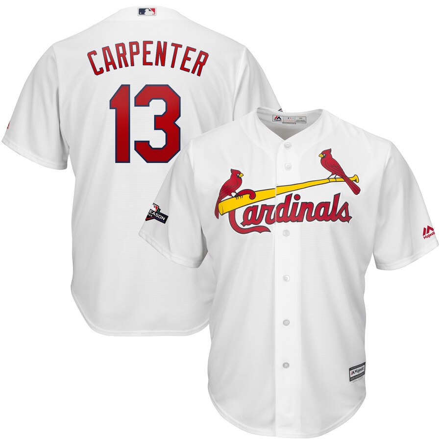 St. Louis Cardinals #13 Matt Carpenter Majestic 2019 Postseason Official Cool Base Player Jersey White