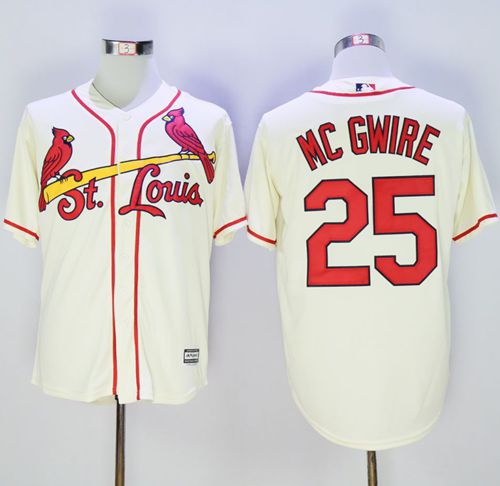 Cardinals #25 Mark McGwire Cream New Cool Base Stitched MLB Jersey