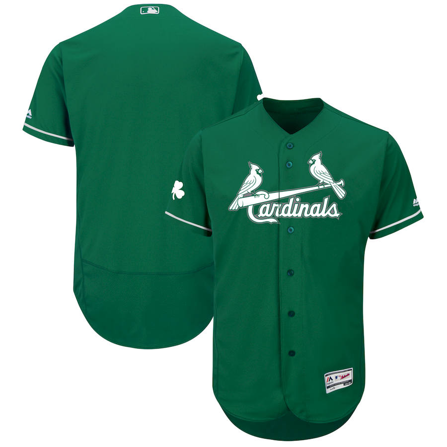 St. Louis Cardinals Majestic 2018 St. Patrick's Day Flex Base Authentic Collection Celtic Team Jersey Green