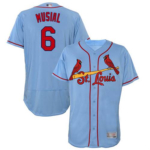 Cardinals #6 Stan Musial Light Blue Flexbase Authentic Collection Stitched MLB Jersey