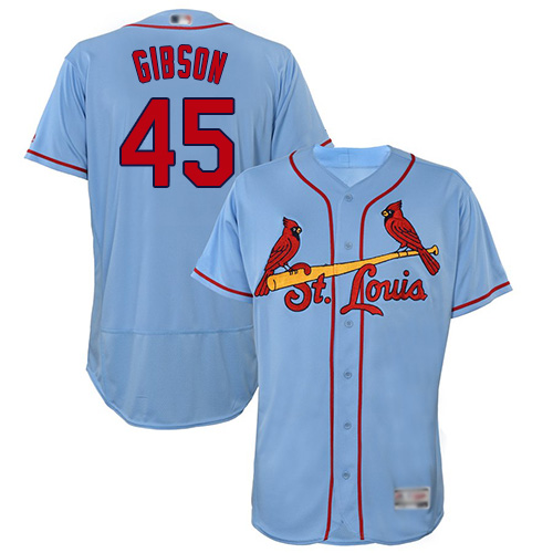 Cardinals #45 Bob Gibson Light Blue Flexbase Authentic Collection Stitched MLB Jersey