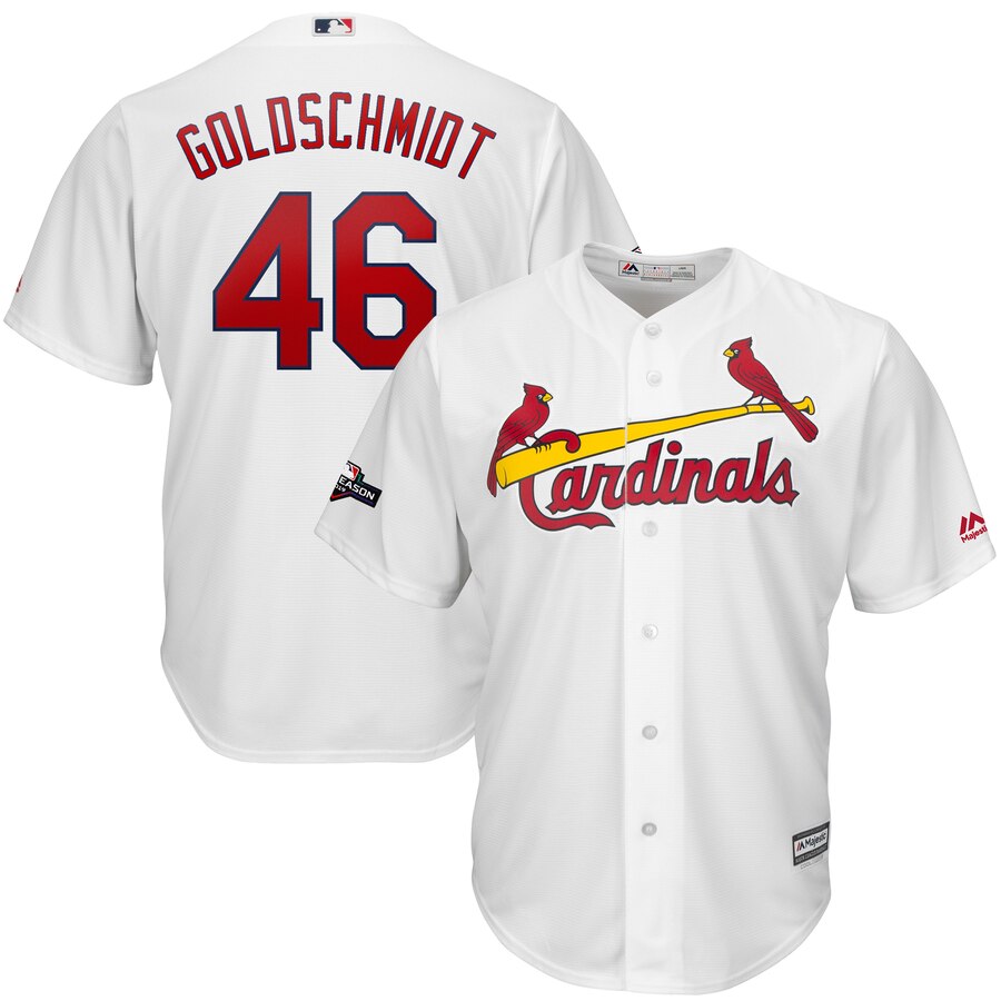 St. Louis Cardinals #46 Paul Goldschmidt Majestic 2019 Postseason Official Cool Base Player Jersey White
