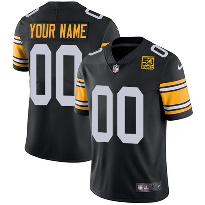 Men's Pittsburgh Steelers Active Player Custom Black 2023 50th Anniversary Vapor Untouchable Limited Jersey