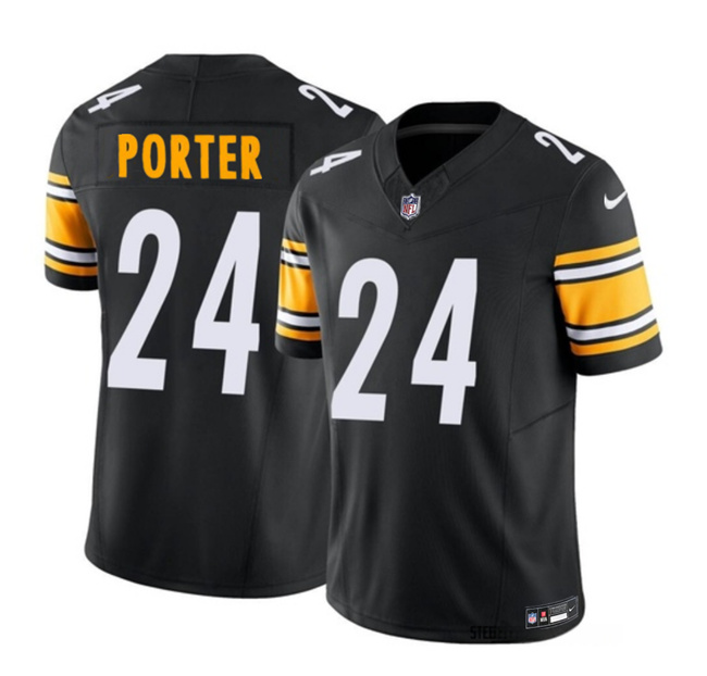 Men's Pittsburgh Steelers #24 Joey Porter Jr. Black 2023 F.U.S.E. Vapor Untouchable Limited Stitched Jersey