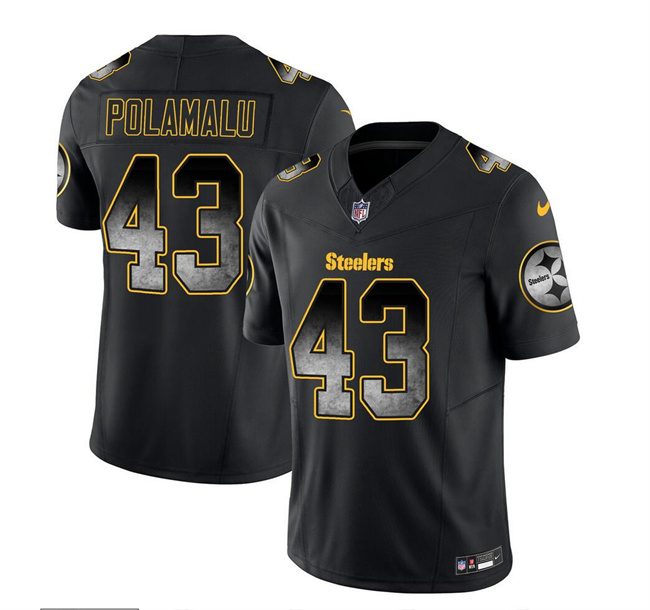 Men's Pittsburgh Steelers #43 Troy Polamalu Black 2023 F.U.S.E. Smoke Vapor Untouchable Limited Stitched Jersey