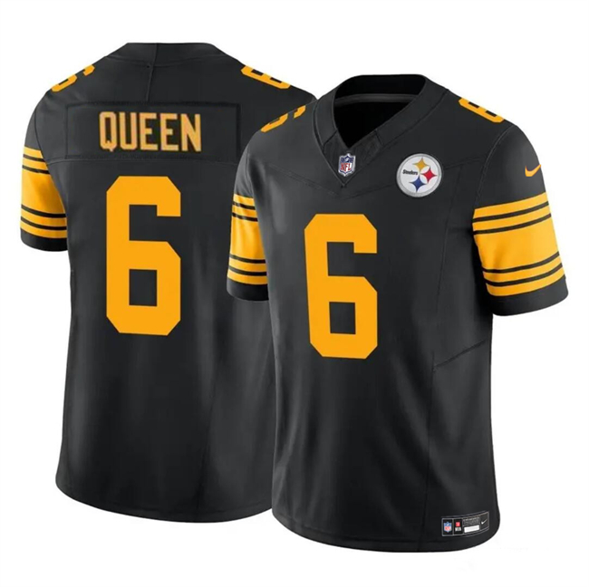 Men's Pittsburgh Steelers #6 Patrick Queen Black 2023 F.U.S.E. Color Rush Vapor Untouchable Limited Stitched Jersey