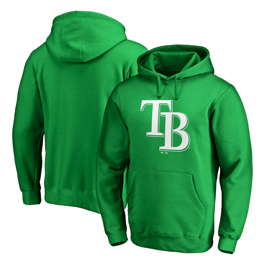 Tampa Bay Rays Majestic St. Patrick's Day White Logo Pullover Hoodie Kelly Green