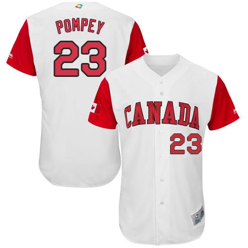 Team Canada #23 Dalton Pompey White 2017 World MLB Classic Authentic Stitched MLB Jersey
