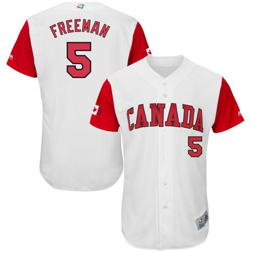 Team Canada #5 Freddie Freeman White 2017 World MLB Classic Authentic Stitched MLB Jersey
