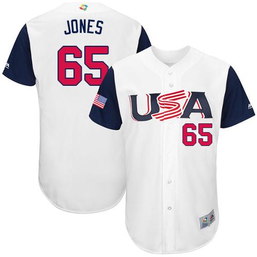 Team USA #65 Nate Jones White 2017 World MLB Classic Authentic Stitched MLB Jersey