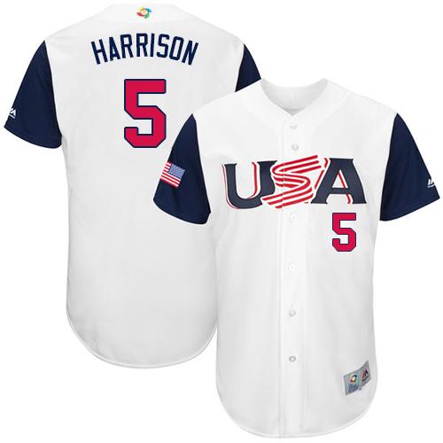 Team USA #5 Josh Harrison White 2017 World MLB Classic Authentic Stitched MLB Jersey