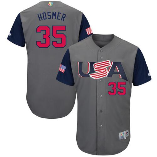 Team USA #35 Eric Hosmer Gray 2017 World MLB Classic Authentic Stitched MLB Jersey