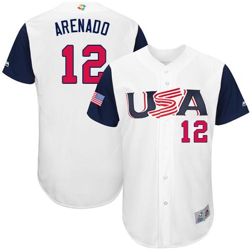 Team USA #12 Nolan Arenado White 2017 World MLB Classic Authentic Stitched MLB Jersey
